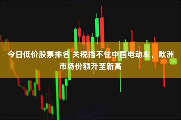 今日低价股票排名 关税挡不住中国电动车，欧洲市场份额升至新高